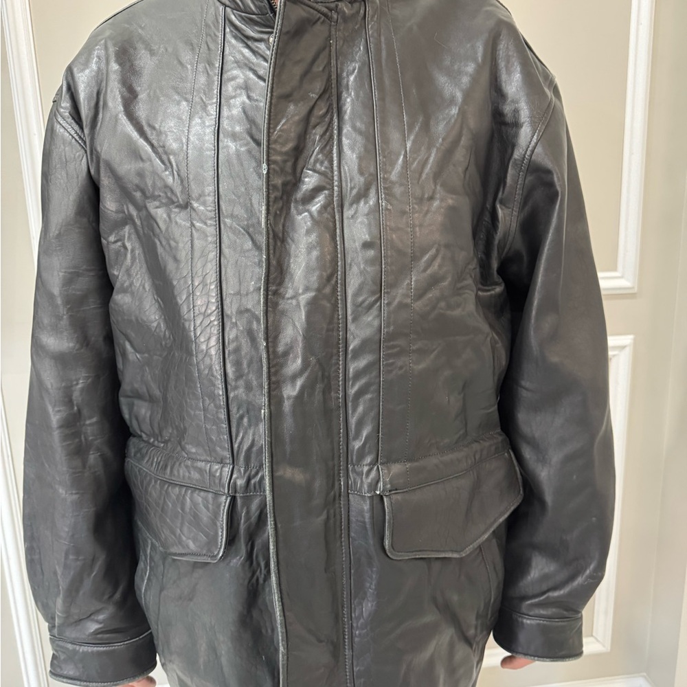 Baracuta Black Long Men’s  Jacket  Leather . Size XXL